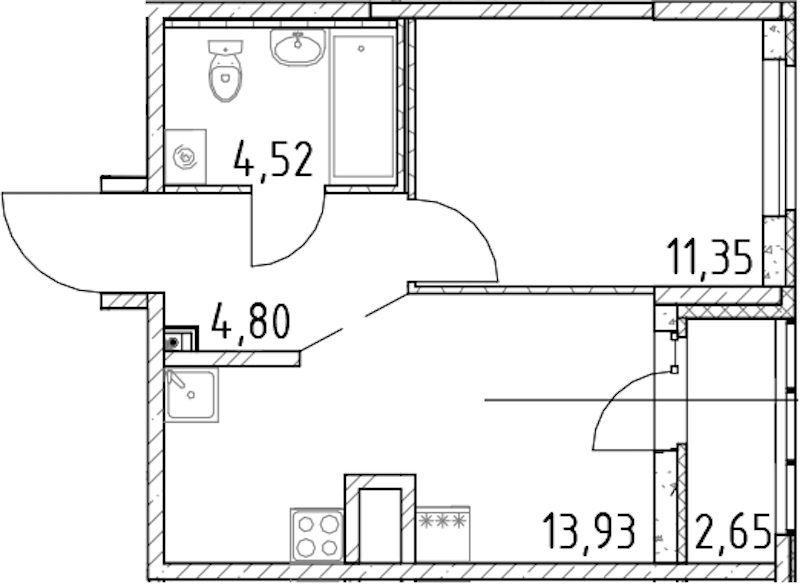 1-комнатная квартира 34.6 м², 19/23 эт., ЖК «Город Первых»
